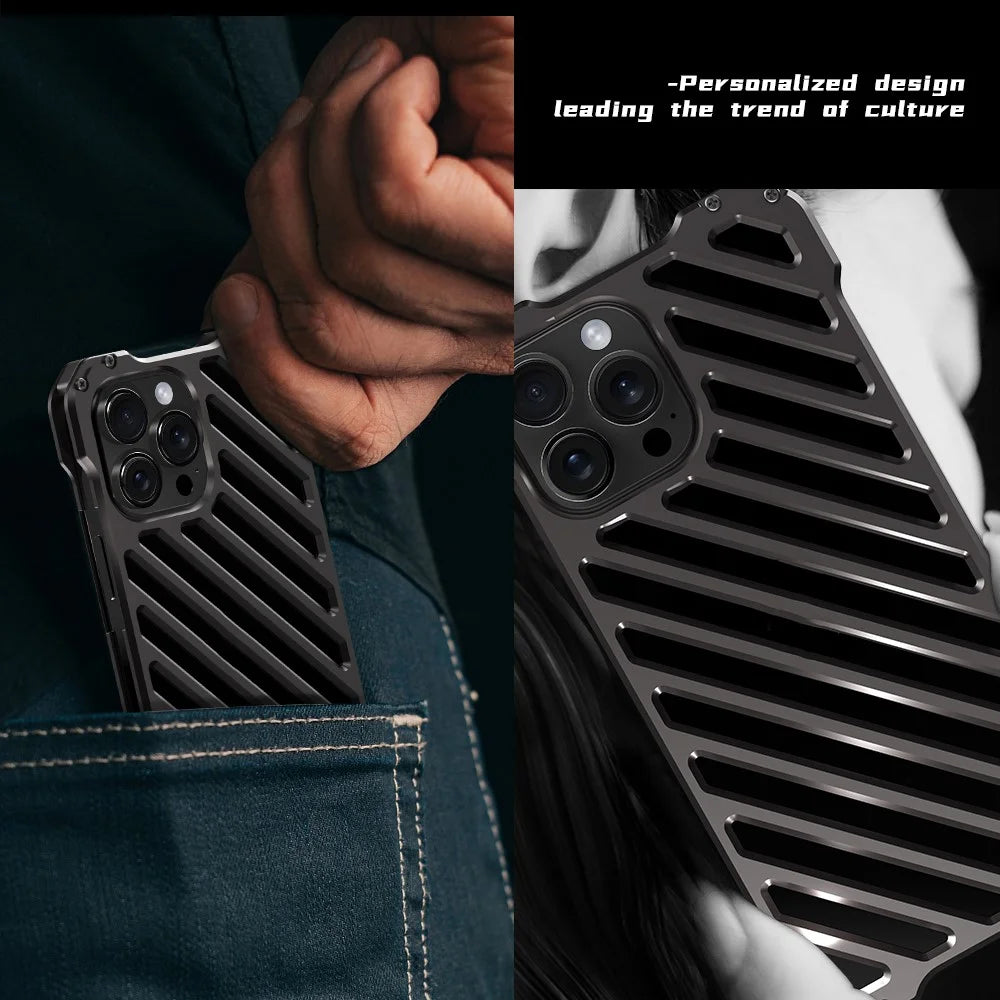 R-JUST RJ-50 For iPhone 15 Pro Case Hollow Aluminum Alloy Back Cover with Lens Protector - 2