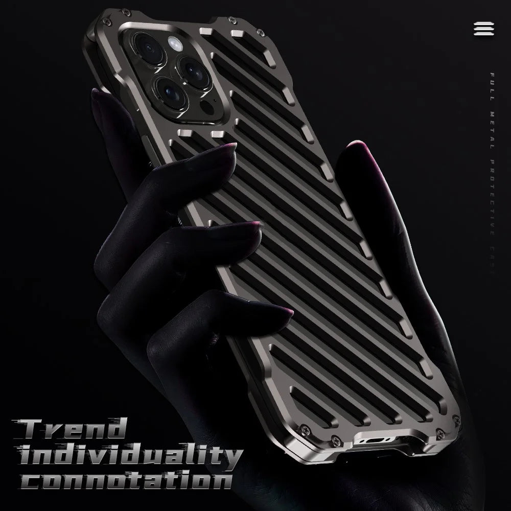R-JUST RJ-50 For iPhone 15 Pro Case Hollow Aluminum Alloy Back Cover with Lens Protector - 3