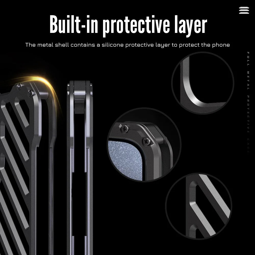 R-JUST RJ-50 For iPhone 15 Case Anti-scratch Hollow Aluminum Alloy Back Cover with Lens Protector - 5