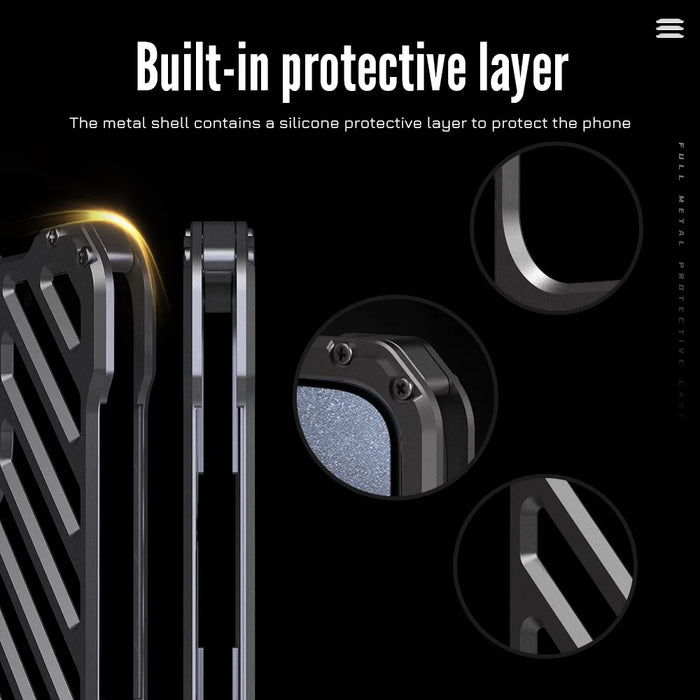 R-JUST RJ-50 For iPhone 15 Case Anti-scratch Hollow Aluminum Alloy Back Cover with Lens Protector - 5