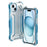 R-JUST Mechanical Armor For iPhone 15 Metal Case Hollow Design Anti-drop Phone Cover - Silver+Blue - 1