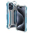 R-JUST Mechanical Armor For iPhone 15 Pro Case Hollow Aluminum Alloy Phone Back Cover - Silver / Blue - 1