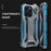 R-JUST Mechanical Armor For iPhone 15 Pro Case Hollow Aluminum Alloy Phone Back Cover - Silver / Blue - 7