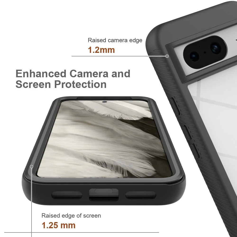 For Google Pixel 8 Case Shockproof TPU+PC Phone Back Cover with PET Screen Film - Black - 2