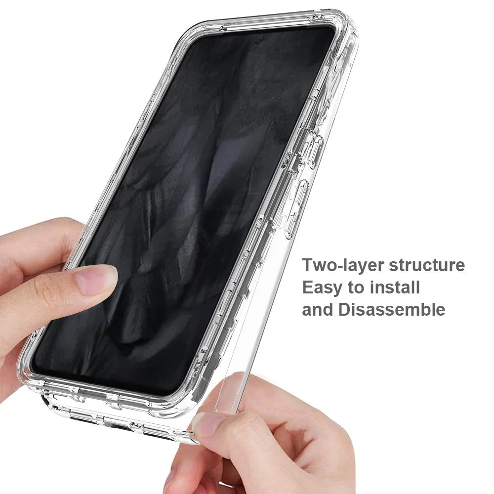 For Google Pixel 8 Pro Case PC+TPU Anti-drop Gradient Phone Cover with PET Screen Film - Transparent - 2