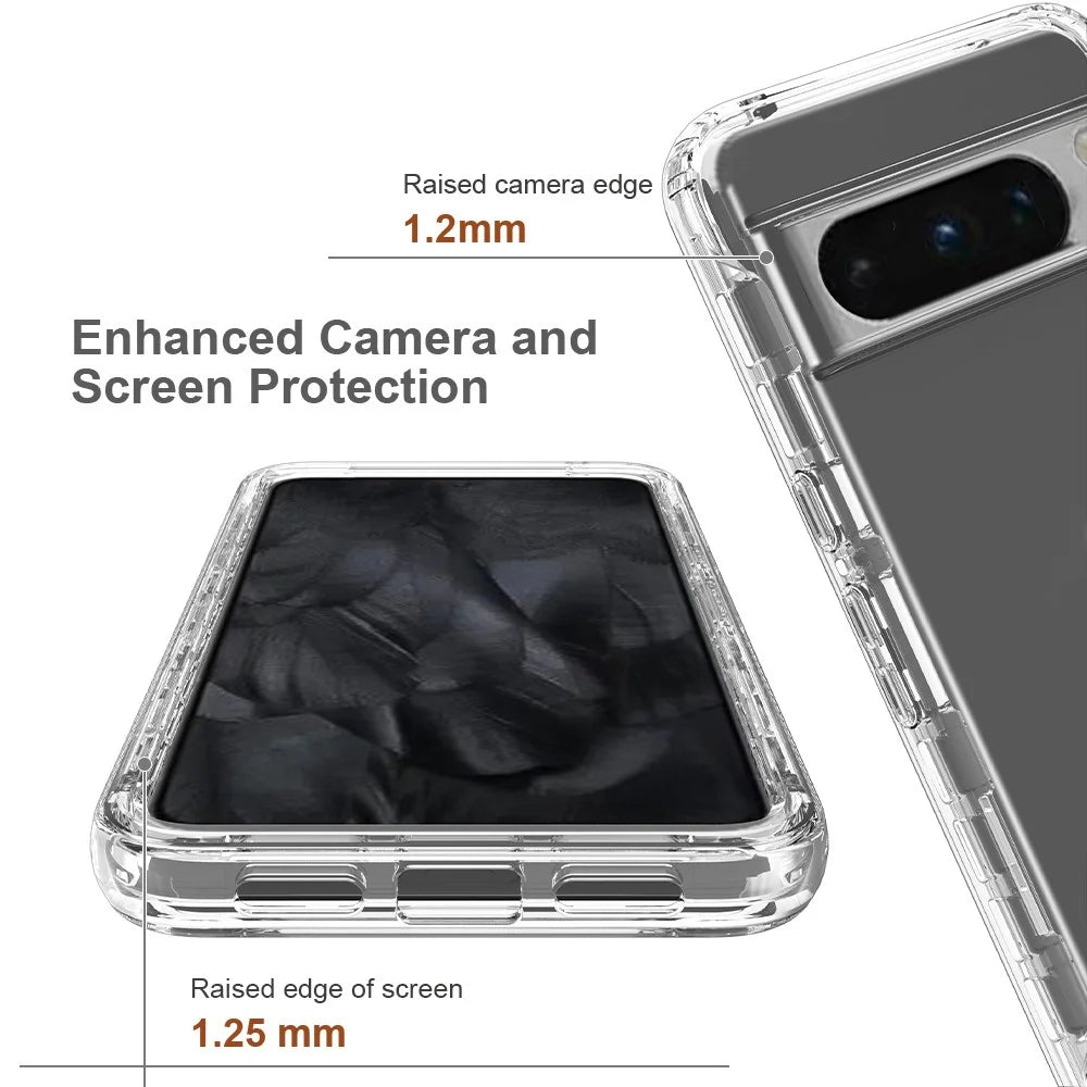 For Google Pixel 8 Pro Case PC+TPU Anti-drop Gradient Phone Cover with PET Screen Film - Transparent - 3