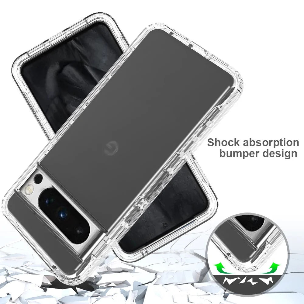 For Google Pixel 8 Pro Case PC+TPU Anti-drop Gradient Phone Cover with PET Screen Film - Transparent - 4