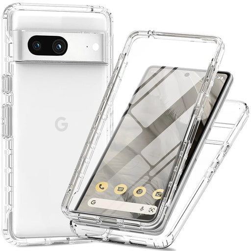 For Google Pixel 8 Case Gradient PC+TPU Phone Cover with PET Screen Protector - Transparent - 1