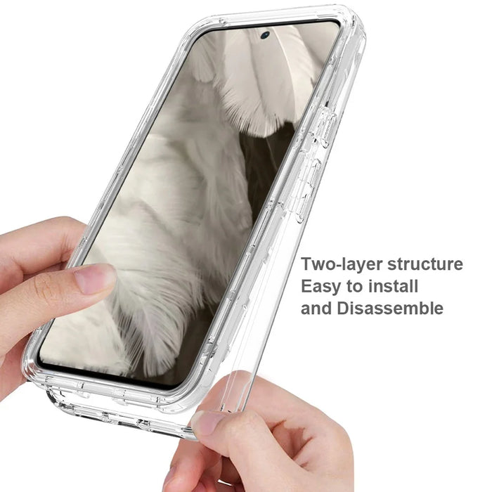 For Google Pixel 8 Case Gradient PC+TPU Phone Cover with PET Screen Protector - Transparent - 2