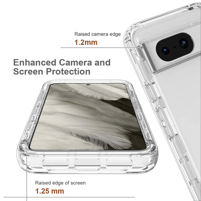 For Google Pixel 8 Case Gradient PC+TPU Phone Cover with PET Screen Protector - Transparent - 3