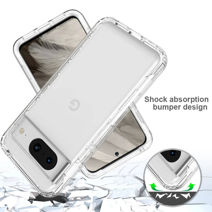 For Google Pixel 8 Case Gradient PC+TPU Phone Cover with PET Screen Protector - Transparent - 4