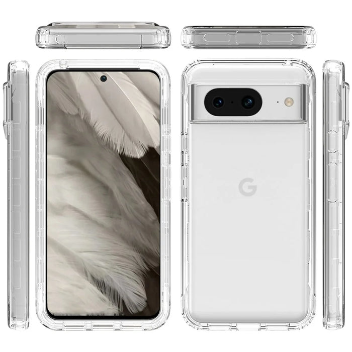 For Google Pixel 8 Case Gradient PC+TPU Phone Cover with PET Screen Protector - Transparent - 5