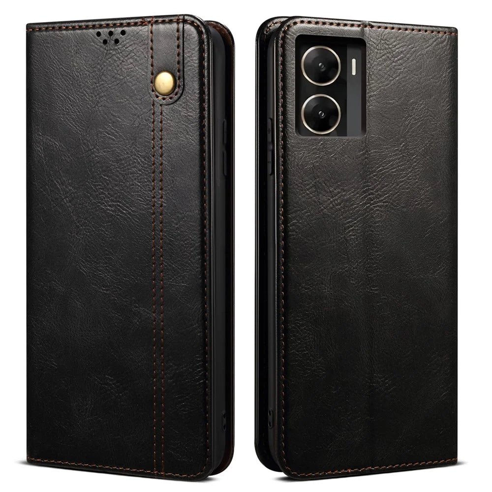 For vivo V29e (Global) 5G Phone Case PU Leather Cover with Stand Wallet - Black - 1