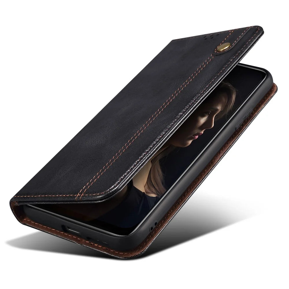 For vivo V29e (Global) 5G Phone Case PU Leather Cover with Stand Wallet - Black - 5