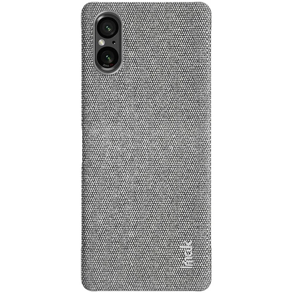IMAK Ruiyi Series for Sony Xperia 5 V Case Cloth Texture Shell Shockproof PU Leather + PC Cell Phone Cover - Light Grey - 5