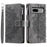 For Google Pixel 8a Case Wallet Imprinted PU Leather Phone Cover with Strap - Grey - 6
