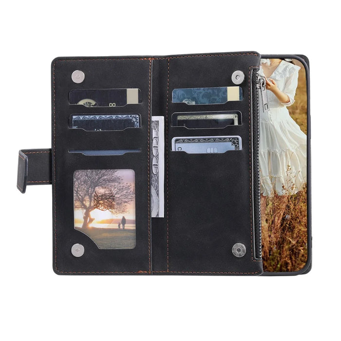 For Google Pixel 8a Case Rhombus Texture Wallet Stand Phone Cover with Hand Strap - Black - 2