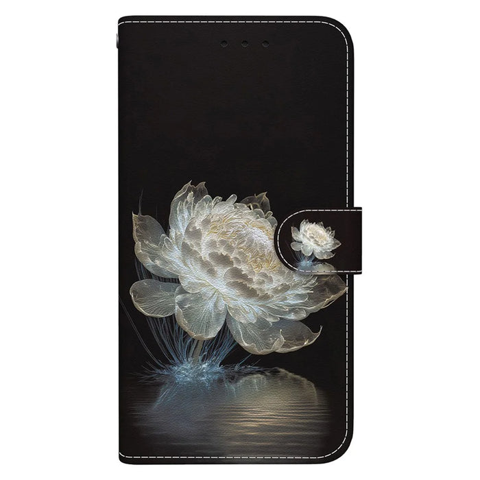 For Samsung Galaxy S23 FE Case PU Leather Pattern Printing Folio Phone Cover - Crystal Peony - 7