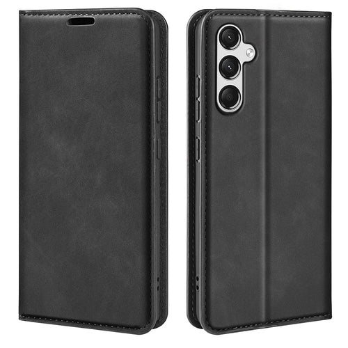 For Samsung Galaxy A25 5G (Global) (161.0 x 76.5 x 8.3mm) Case Anti-Scratch Wallet Stand Skin-touch Feeling Leather Phone Cover - Black - 1