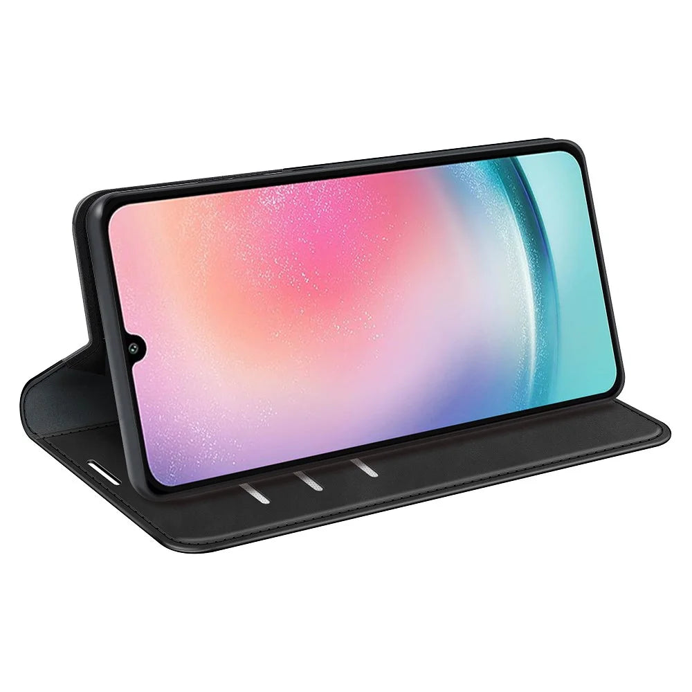 For Samsung Galaxy A25 5G (Global) (161.0 x 76.5 x 8.3mm) Case Anti-Scratch Wallet Stand Skin-touch Feeling Leather Phone Cover - Black - 3