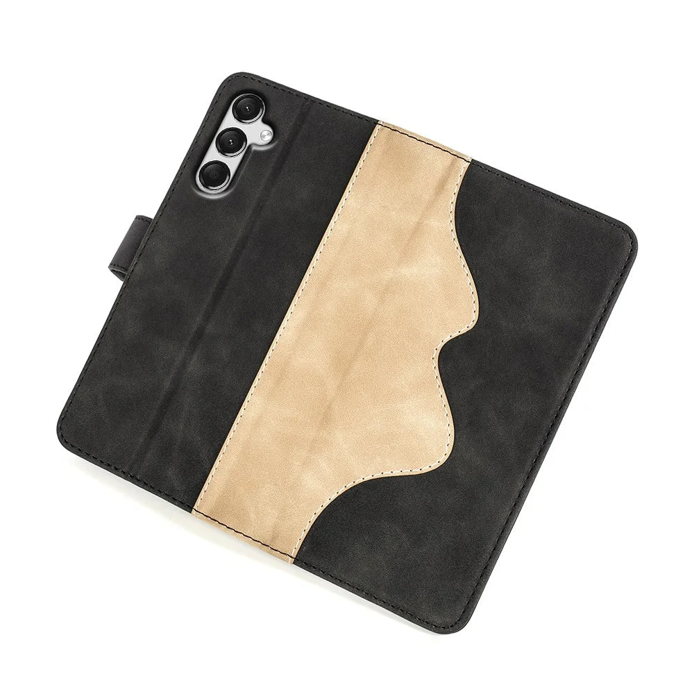 For Samsung Galaxy A25 5G (Global) (161.0 x 76.5 x 8.3mm) Case PU Leather Wallet Stand Dual-color Cell Phone Cover - Black - 4