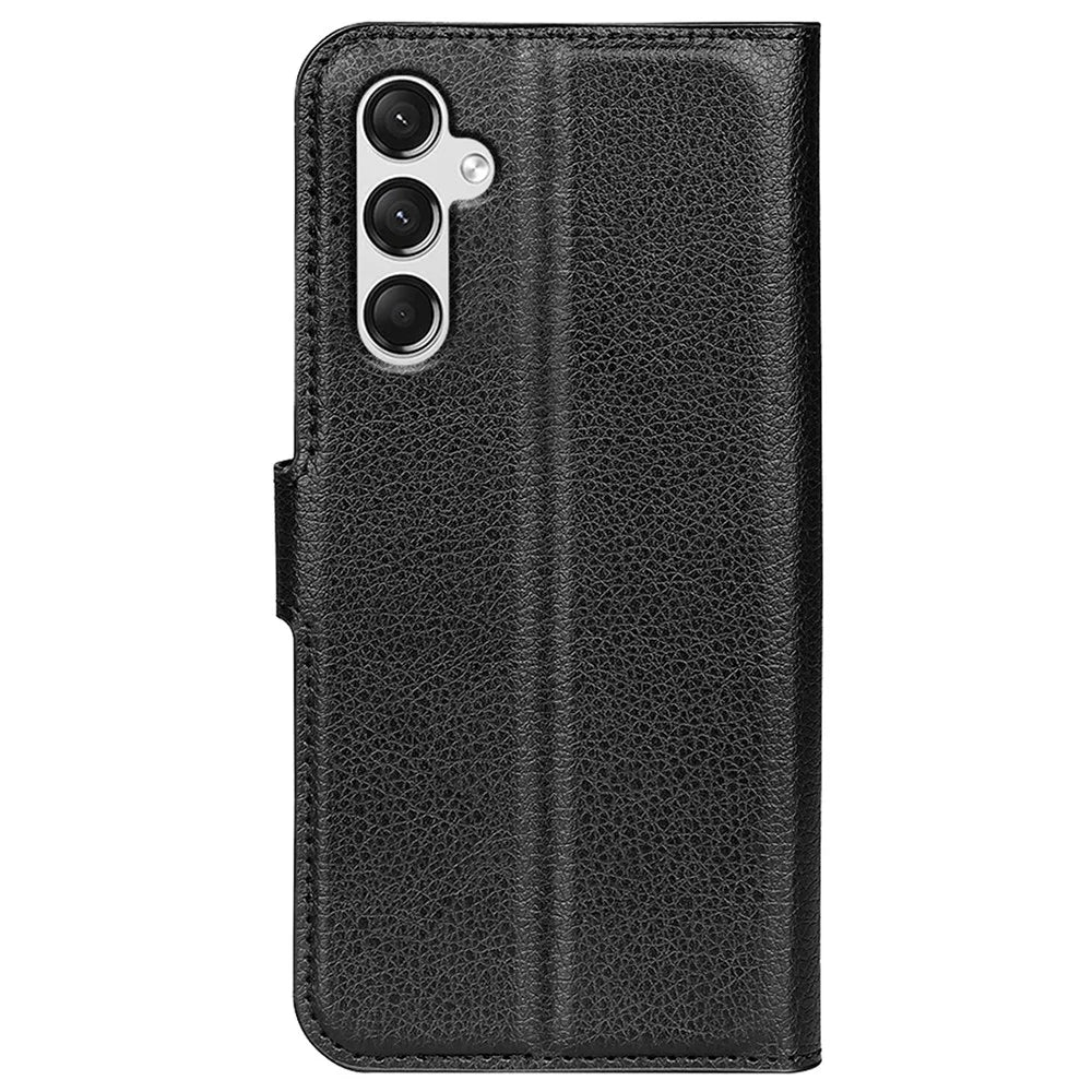 For Samsung Galaxy A25 5G (Global) (161.0 x 76.5 x 8.3mm) Case Slim-Fit Wallet Phone Shell Litchi Texture Leather Stand Cover - Black - 7