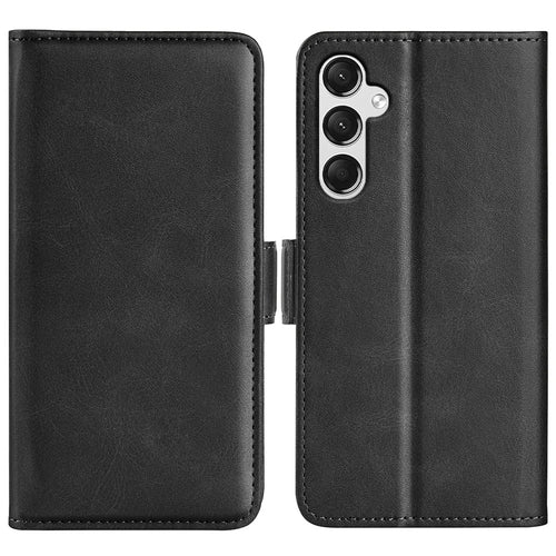 For Samsung Galaxy A25 5G (Global) (161.0 x 76.5 x 8.3mm) Case Wallet Calf Texture Phone Cover PU Leather Stand Flip Shell - Black - 1
