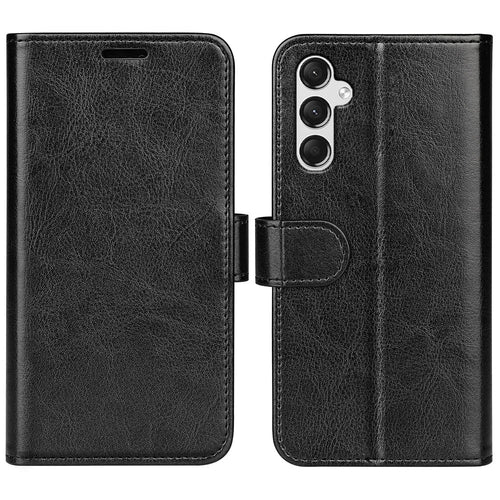 For Samsung Galaxy A25 5G (Global) (161.0 x 76.5 x 8.3mm) Case Slim-Fit PU Leather Shell Crazy Horse Texture Phone Cover - Black - 1