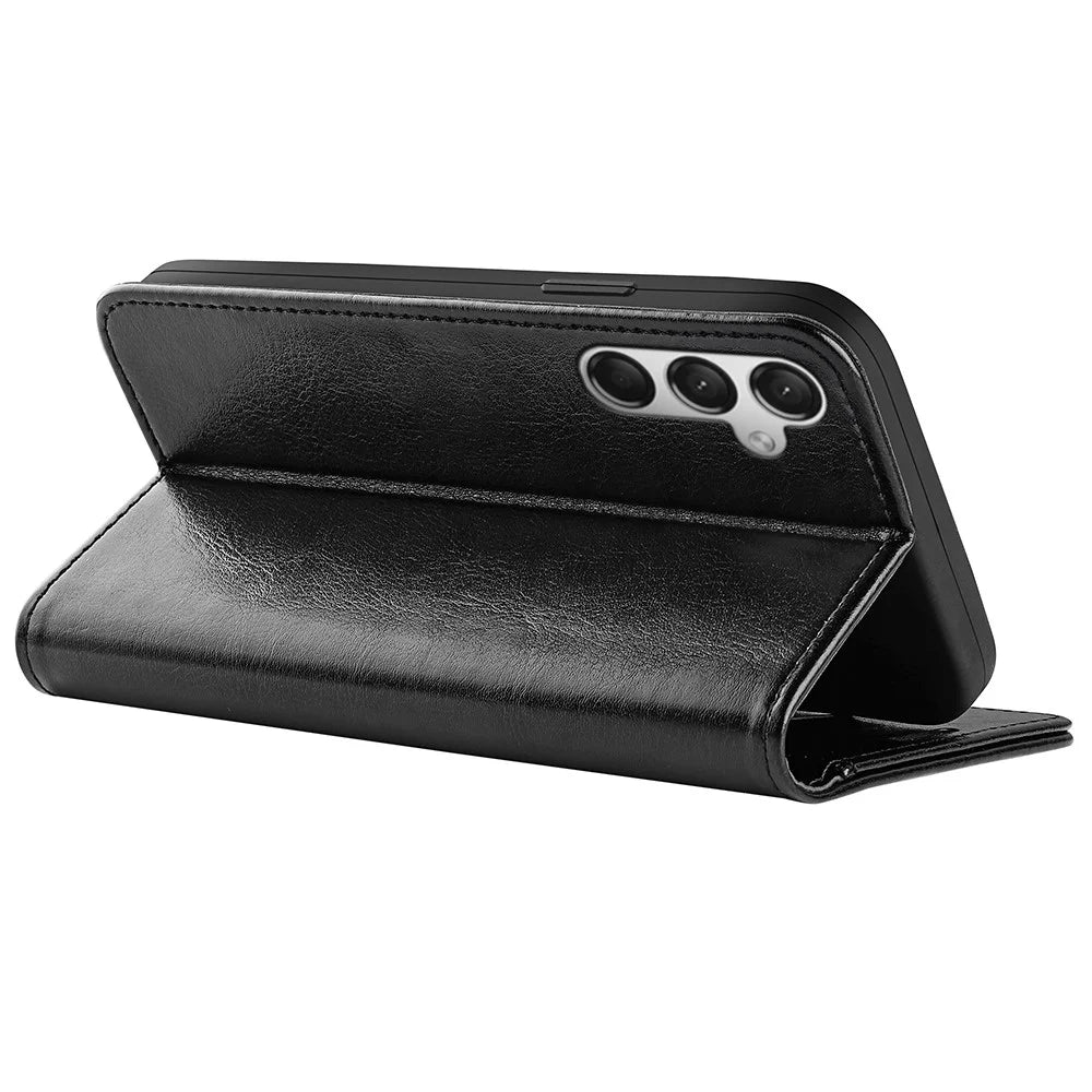 For Samsung Galaxy A25 5G (Global) (161.0 x 76.5 x 8.3mm) Case Slim-Fit PU Leather Shell Crazy Horse Texture Phone Cover - Black - 4