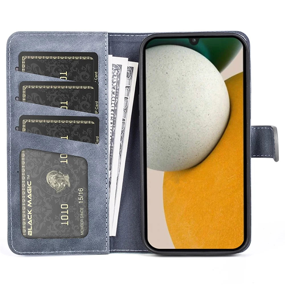 For Samsung Galaxy A15 5G Case PU Leather Cover Wallet Stand Slim-Fit Phone Shell - Blue - 2