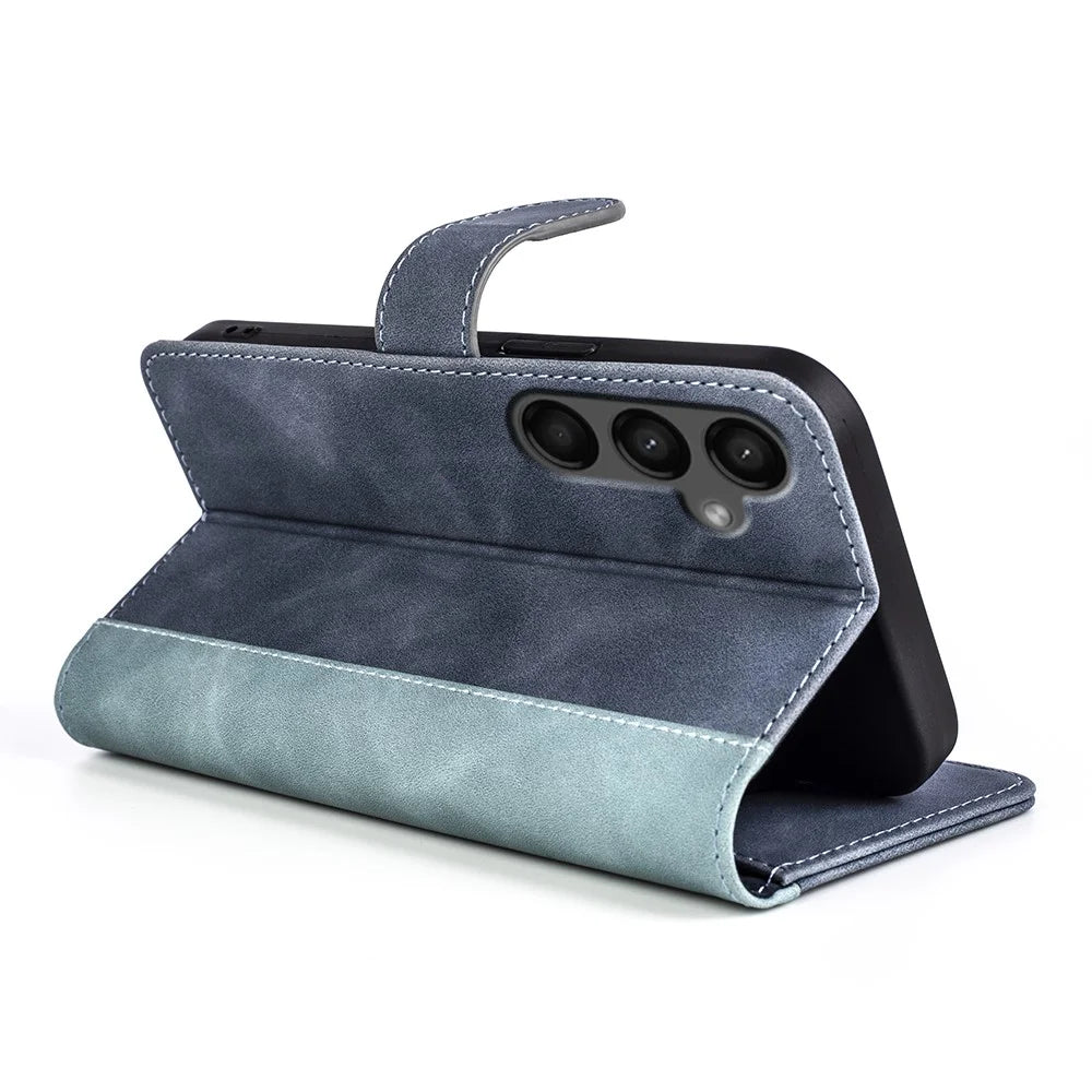 For Samsung Galaxy A15 5G Case PU Leather Cover Wallet Stand Slim-Fit Phone Shell - Blue - 3