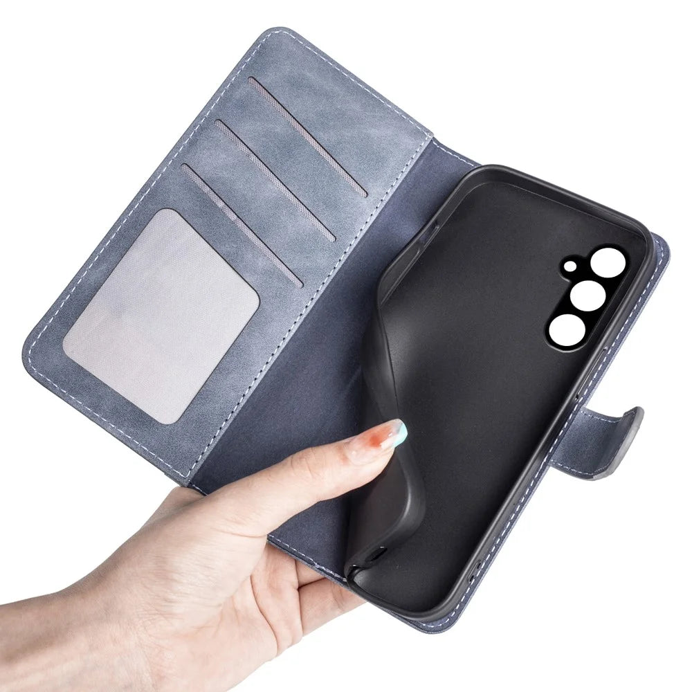 For Samsung Galaxy A15 5G Case PU Leather Cover Wallet Stand Slim-Fit Phone Shell - Blue - 5