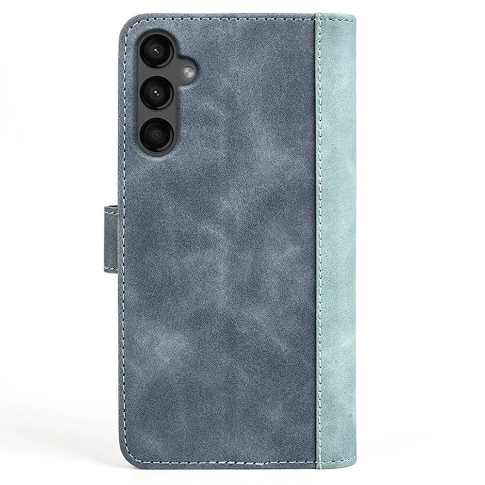 For Samsung Galaxy A15 5G Case PU Leather Cover Wallet Stand Slim-Fit Phone Shell - Blue - 7
