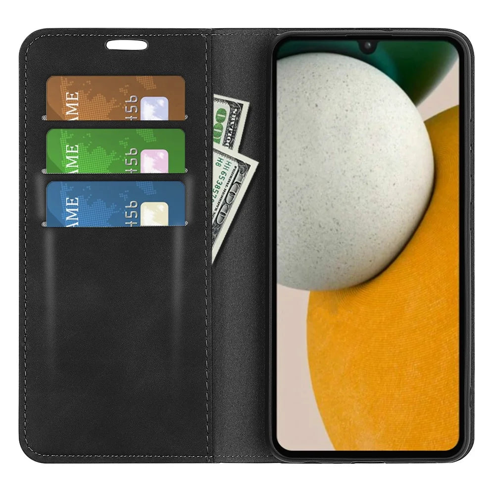 For Samsung Galaxy A15 5G Phone Case PU Leather Wallet Stand Skin-touch Mobile Phone Cover - Black - 2