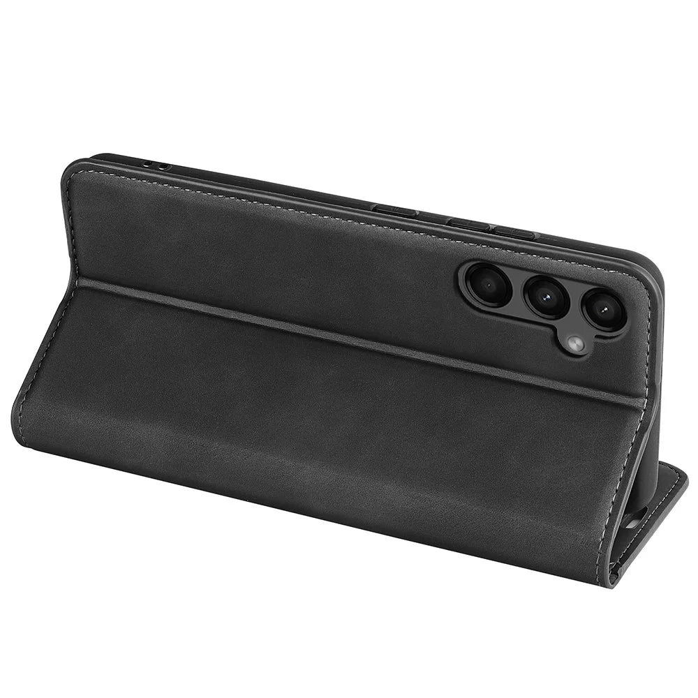 For Samsung Galaxy A15 5G Phone Case PU Leather Wallet Stand Skin-touch Mobile Phone Cover - Black - 4