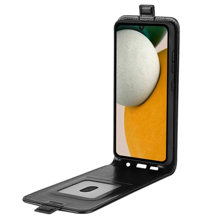 For Samsung Galaxy A15 5G Card Holder Phone Case Crazy Horse Texture Cover Leather Shell - Black - 2