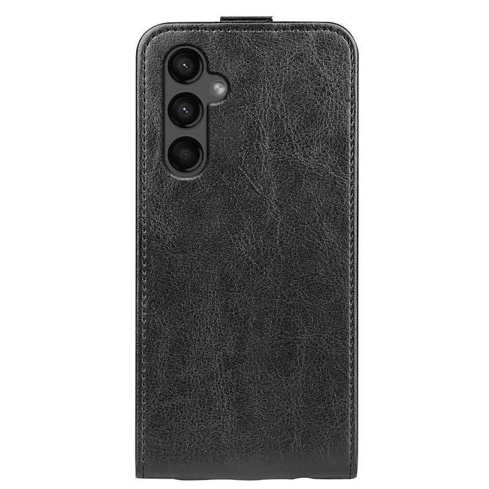 For Samsung Galaxy A15 5G Card Holder Phone Case Crazy Horse Texture Cover Leather Shell - Black - 7