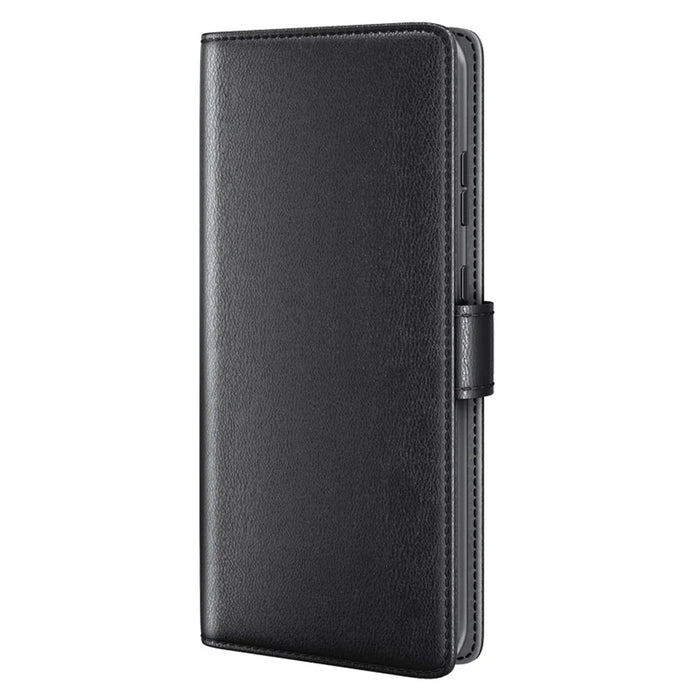 For Samsung Galaxy A15 5G Case Genuine Split Leather Phone Cover with Wallet Stand - Black - 6
