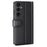 For Samsung Galaxy A15 5G Case Genuine Split Leather Phone Cover with Wallet Stand - Black - 7