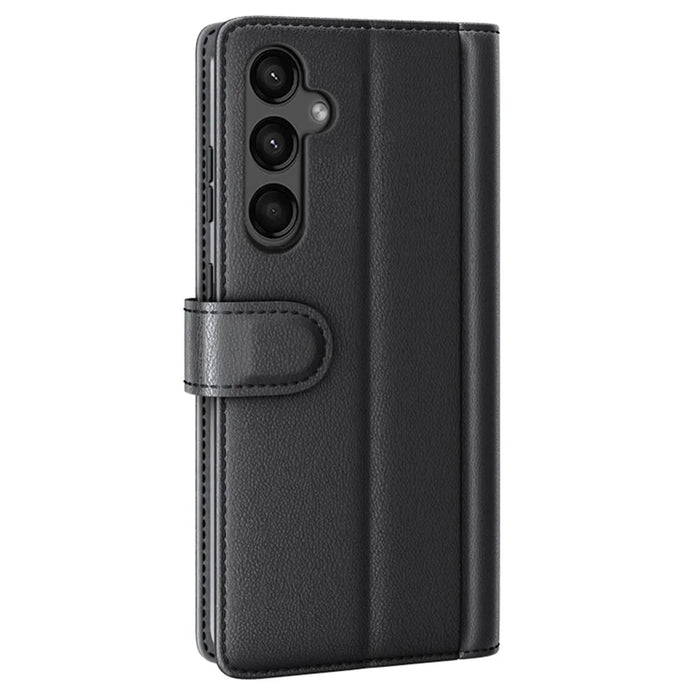 For Samsung Galaxy A15 5G Case Genuine Split Leather Phone Cover with Wallet Stand - Black - 7