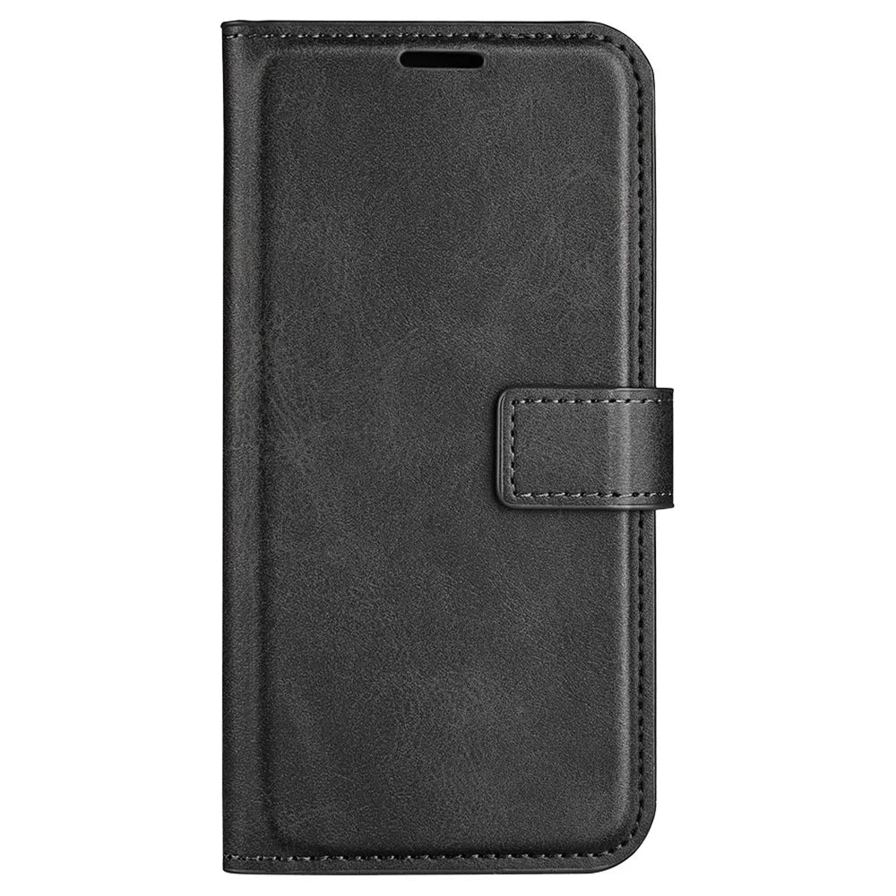 For Samsung Galaxy A15 5G Case Wallet Stand PU Leather Calf Texture Phone Cover - Black - 6