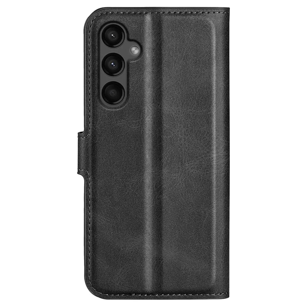 For Samsung Galaxy A15 5G Case Wallet Stand PU Leather Calf Texture Phone Cover - Black - 7