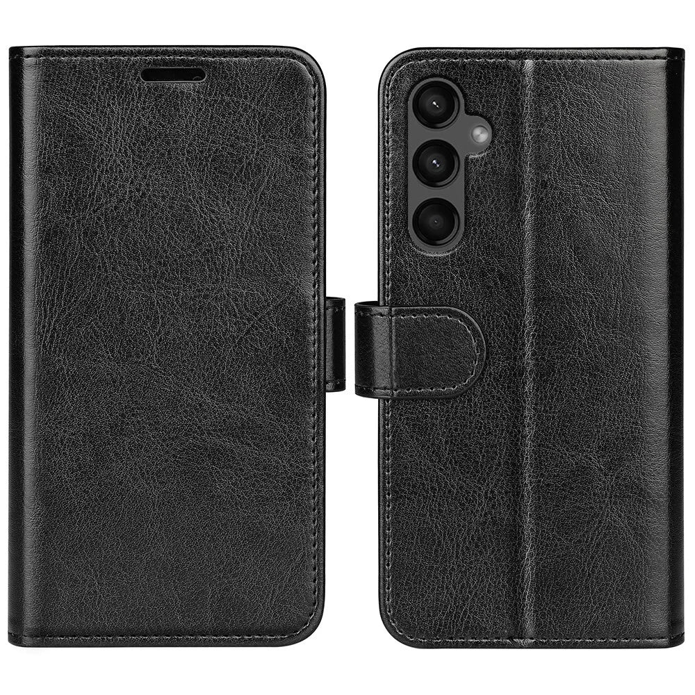 For Samsung Galaxy A15 5G Case PU Leather Cover Magnetic Cell Phone Stand Wallet - Black - 1
