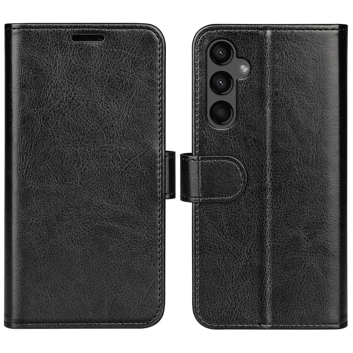 For Samsung Galaxy A15 5G Case PU Leather Cover Magnetic Cell Phone Stand Wallet - Black - 1