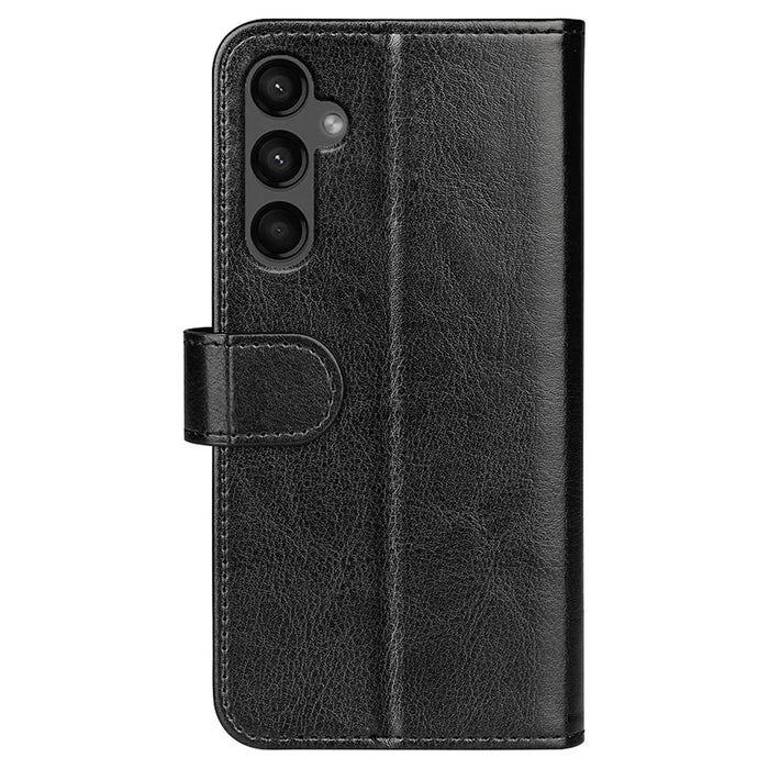 For Samsung Galaxy A15 5G Case PU Leather Cover Magnetic Cell Phone Stand Wallet - Black - 7