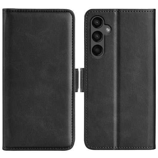 Calf Texture Phone Cover for Samsung Galaxy A15 5G Case PU Leather Wallet Stand Flip Shell - Black - 1