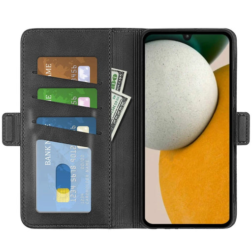Calf Texture Phone Cover for Samsung Galaxy A15 5G Case PU Leather Wallet Stand Flip Shell - Black - 2