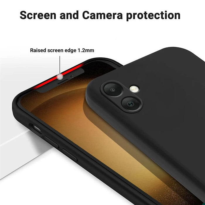 For Samsung Galaxy A05 4G Case Anti-Scratch Phone Cover Liquid Silicone Phone Shell with Strap - Black - 5
