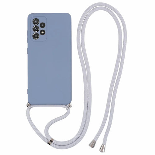 For Samsung Galaxy A23 4G / A23 5G (Global Version) Case Rubberized Phone Cover with Long Lanyard - Lavender Grey - 1
