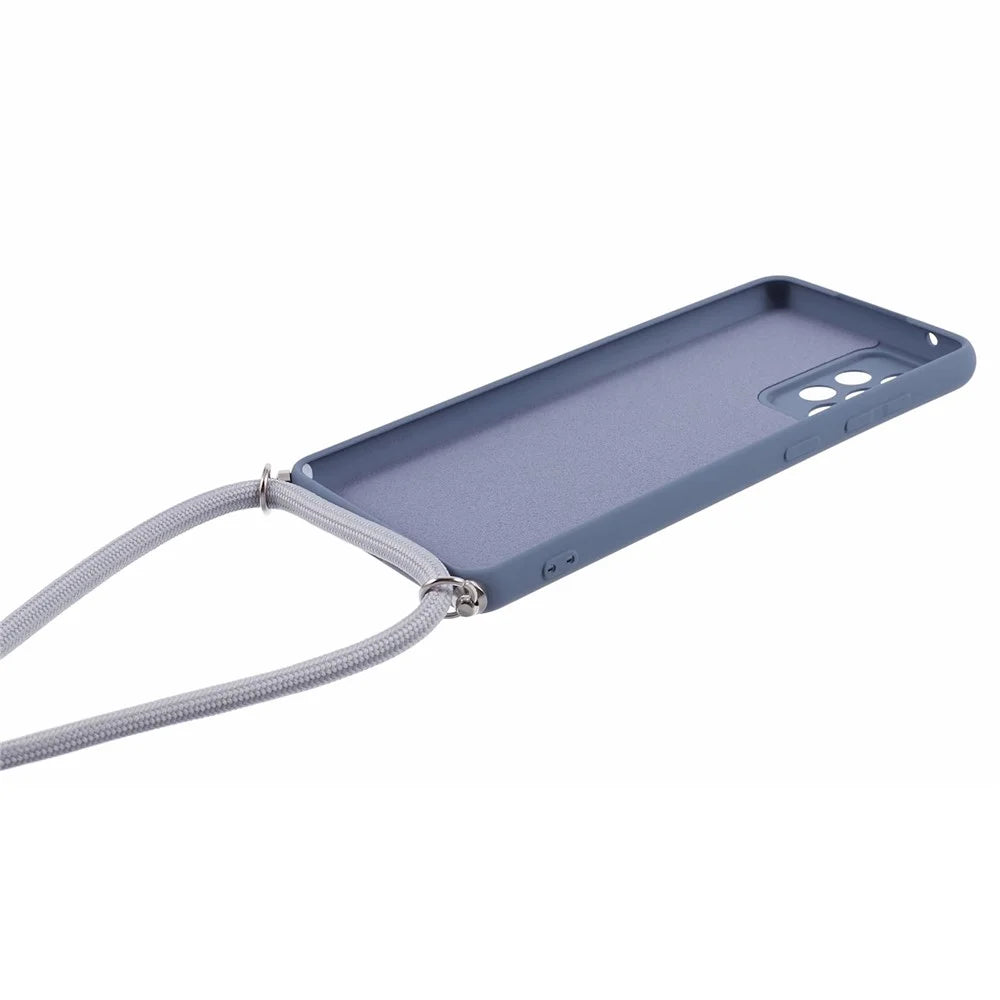 For Samsung Galaxy A23 4G / A23 5G (Global Version) Case Rubberized Phone Cover with Long Lanyard - Lavender Grey - 4